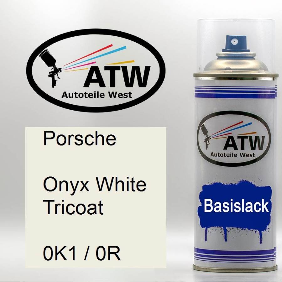 Porsche, Onyx White Tricoat, 0K1 / 0R: 400ml Sprühdose, von ATW Autoteile West.